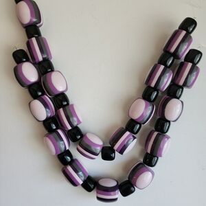 Retro acrylic barrel beads strand, multicolor destash lot, jewelry making